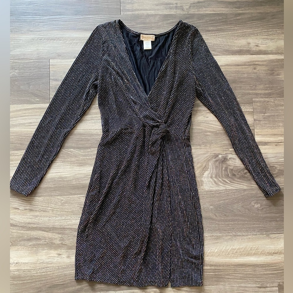 Altard State Black Metallic long Sleeve Dress M